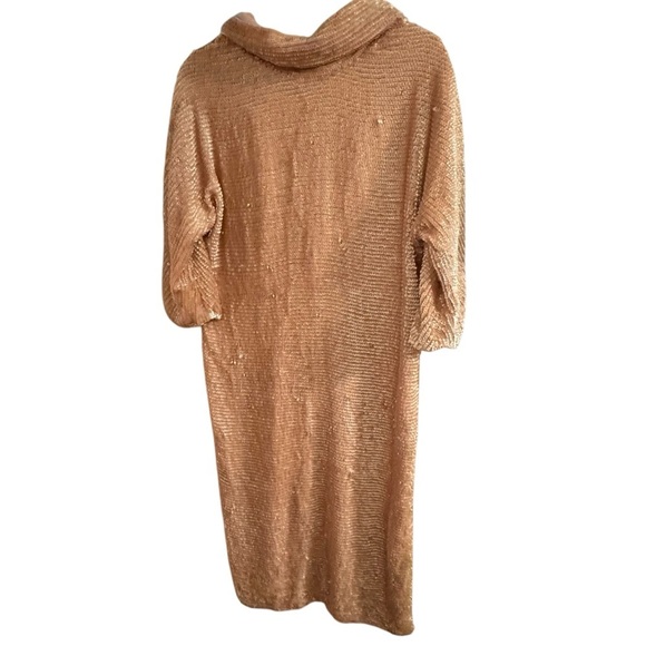 ASOS pale pink sequin long sleeve cowl back mini dress 4 - Picture 1 of 11